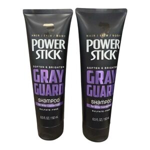 POWER STICK Gray Guard Hair Skin Body Softens Sulfate Free Shampoo(NEW) 2 in Lot